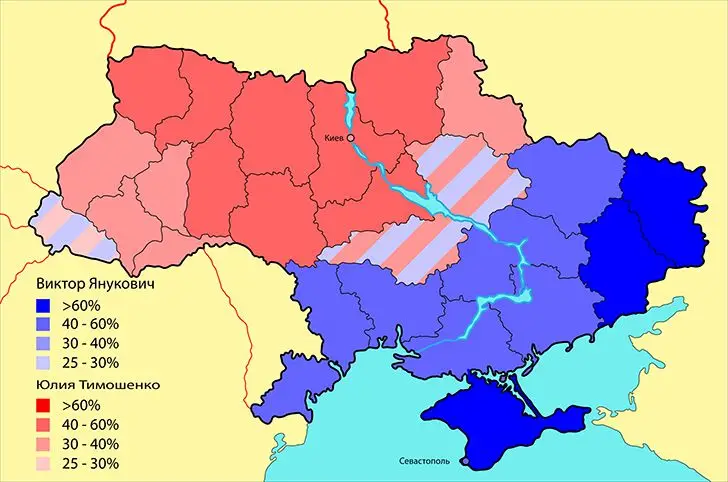 Президентские выборы на Украине 2010 года - карта